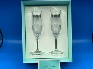 【未使用　箱あり】Tiffany ティファニー　★ペアシャンパングラス　★クリスタルグラス　★サイズ 50mm×高さ200mm