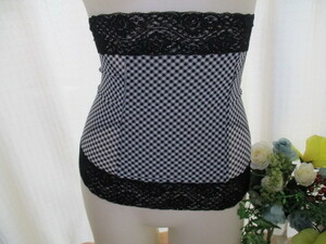 FU521* super-beauty goods * Japan knitted * pretty check pattern. waist nipper * hook less *... correction *64* black white 