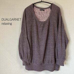 ◎DUALGARNET.relaxing 裏毛スウェット スウェット 長袖 トレーナー クルーネック レディース Mサイズ相当 グレー色