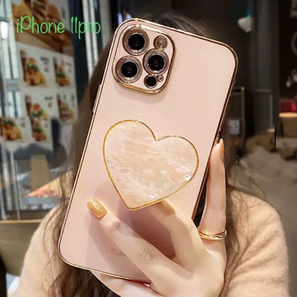 iPhoneケース ハート ピンクベージュ iPhone11pro