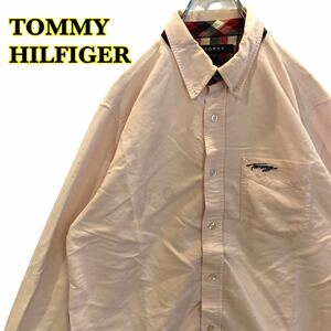 TOMMY HILFIGER トミーヒルフィガー　長袖シャツ　ボタンダウン　ロゴ刺繍　メンズ　Lサイズ　【AY0303】