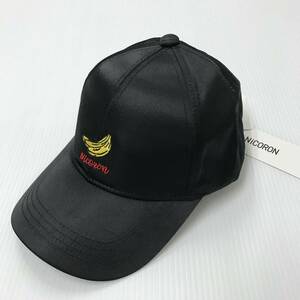 未使用品/F/ NiCORON バナナロゴサテン キャップ ブラック レディース ストリート ニコロン カジュアルブランド スタイリング 藤田ニコル