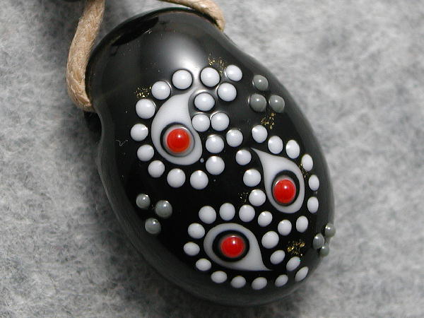 aozora★Handmade glass beads★Paisley pattern (black)★924, Handmade, Accessories (for women), necklace, pendant, choker