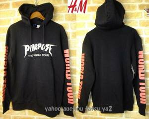 新品 最終1点希少★ H&M ジャスティンビーバーコラボ PURPOSE TOUR スウェットパーカー 黒 XS 最小サイズ