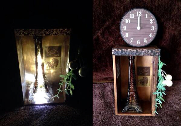 ★Lumière LED avec horloge Paris Tour Eiffel Rétro Antique Vintage, œuvres faites à la main, intérieur, marchandises diverses, ornement, objet