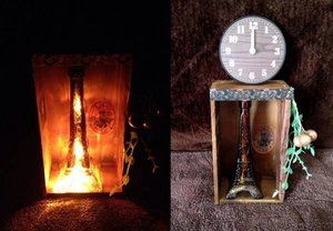 Art hand Auction Con reloj ♪ luz LED París Torre Eiffel retro antiguo vintage ★, trabajos hechos a mano, interior, bienes varios, ornamento, objeto