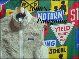 ★小さめ★Patagoniaパタゴニアレトロパイルベスト風フリースベスト白色ホワイトWomen'sMサイズUSA製アメリカ製ビンテージヴィンテージ