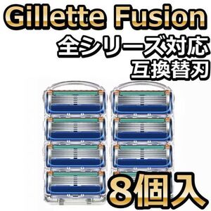 髭剃り替刃 ジレットフュージョン 互換品 ブルー 8個セット♪