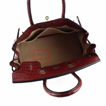 HERMES エルメス クロコ バーキン30 ルージュアッシュ ニロティカス マット×トワルアッシュ □E刻印　バッグ　ゴールド金具 32500606_画像7