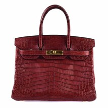 HERMES エルメス クロコ バーキン30 ルージュアッシュ ニロティカス マット×トワルアッシュ □E刻印　バッグ　ゴールド金具 32500606_画像2