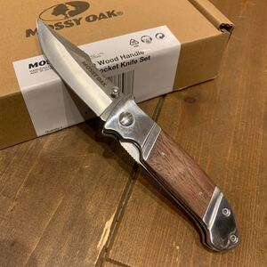MOSSY OAK 折りたたみナイフ 天然ウッドハンドル 小