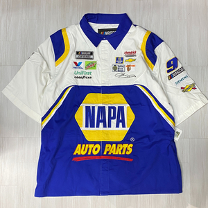 全米最強モータースポーツ 【3XL】 NASCAR ナスカー JHデザイン PIT ピットクルーシャツ 白 青 NAPA チェイス エリオット 刺繍 パッチ