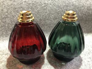 LAMPE BERCER lamp bell je glass. body only green . red 2 piece 