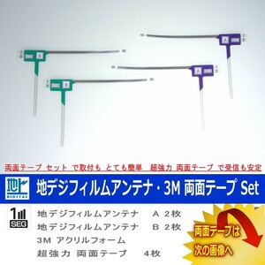 イクリプス ECLIPSE DTV107 用 地デジ TV フィルム アンテナ 他社 純正＆ 取付簡単 超強力3M両面テープ Set (512T