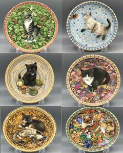 エインズレイ レズリーアンアイボリー 6枚 7月 8月 9月 10月 11月 12月 子猫 カレンダー プレート 飾り皿 ネコ 猫 皿 Meet my kittens ①