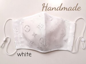 立体カバー 立体インナー ノーブランド モノグラム柄 ハンドメイド ホワイト