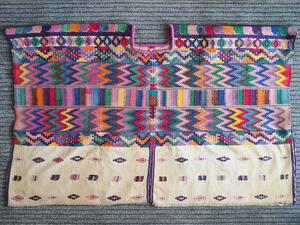 アンティークビンテージ雑貨 古いメキシコの刺繍ポンチョ☆タペストリー飾りインテリアファブリック