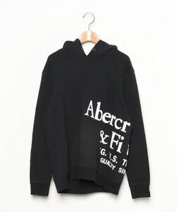 ☆Abercrombie&Fitch アバークロンビーアンドフィッチ ビッグロゴ プリント プルオーバー パーカー/メンズ/S☆黒