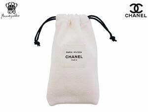 【Used 未使用】シャネル CHANEL ノベルティ リビエラ PARIS - RIVIERA 巾着ポーチ コットン ホワイト PARFUMS