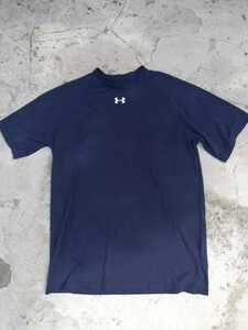 ”UNDER-ARMOUR アンダーアーマー【heatgearヒートギア】スパンTシャツ◆SMサイズ　ネイビーカラー