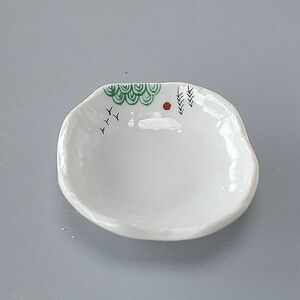 Art hand Auction 豆皿 小皿 粉引 野山 手描き, 和食器, 皿, 小皿
