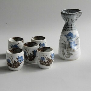  sake bottle sake cup 5 piece set ... flower sake cup and bottle set 
