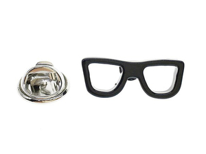 【ラペルピン★ピンズ】メガネ　眼鏡　めがね　ブラック　黒　pin-0315