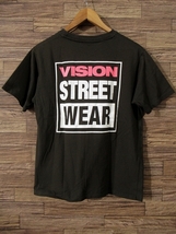 送料無料 G② VISION STREET WEAR ヴィジョン ストリート ウエア ロゴ 刺繍 バック プリント 半袖 Tシャツ カットソー M スミクロ_画像3