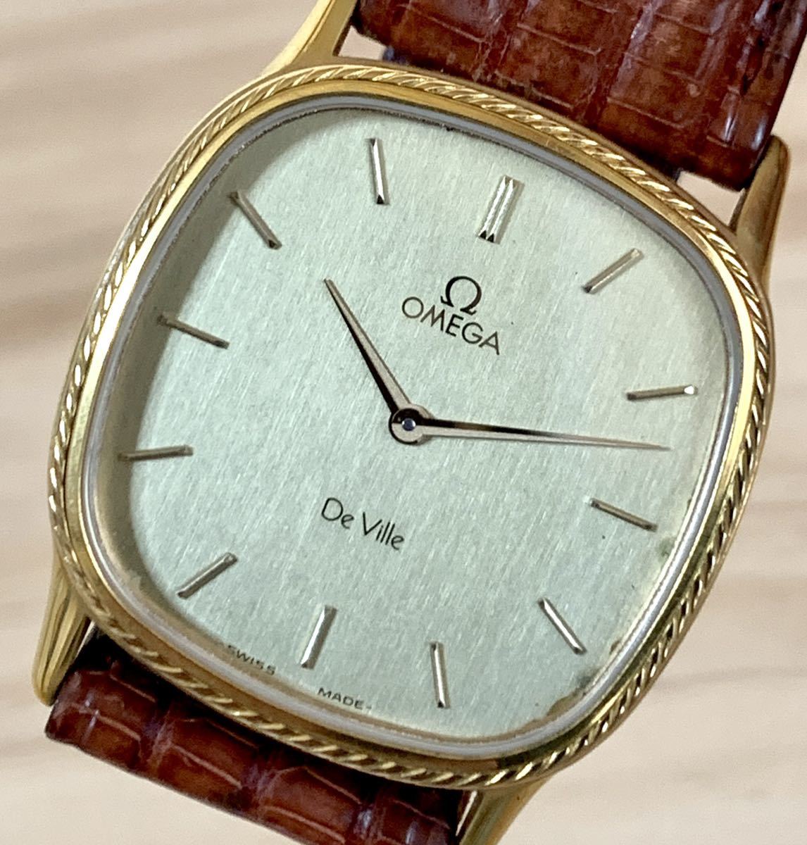 オメガ デビル メンズ腕時計 リューズプッシュ式 鍍金ハゲあり