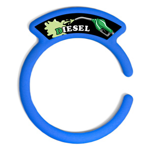 汎用品 ガソリンキャップリング フューエルキャップカバー 給油口リング ブルー DIESELロゴ ブラック×グリーン(印刷)