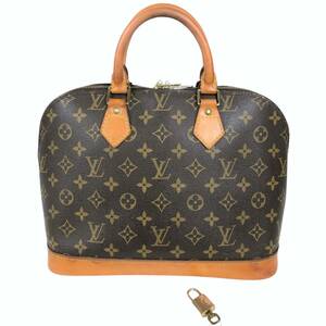 廃番 ルイヴィトン Louis Vuitton モノグラム 旧 アルマ ハンド バッグ M51130 ブラウン 鍵 パドロック PVC レザー bag