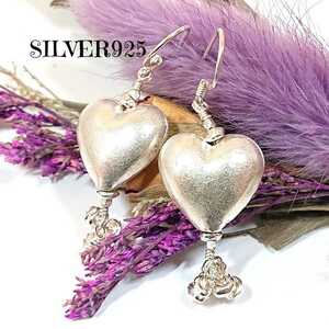 5506 SILVER925kerutik Heart earrings silver 925 Indian jewelry plain Celt mon group Curren group beads gloss . pretty *