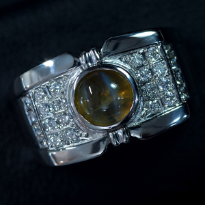 E9675 прекрасный kliso берилл кошачий глаз 2.07ct натуральный уникальная вещь бриллиант 0.34ct высший класс Pt900 чистота для мужчин и женщин кольцо 