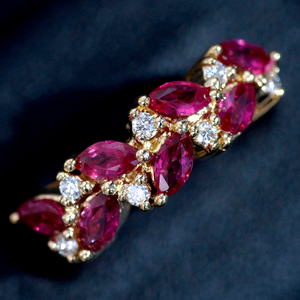 F0308[MIKIMOTO 1899] Mikimoto прекрасный рубин 1.02ct натуральный уникальная вещь бриллиант 0.09ct высший класс 18 чистое золото кольцо 