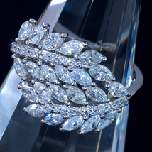 F1225【Leaf】美しい天然ダイヤモンド１．５０ct 最高級Pt950無垢リング サイズ20号 重量6.3g 縦幅15.6mm_画像3