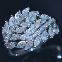 F1225【Leaf】美しい天然ダイヤモンド１．５０ct 最高級Pt950無垢リング サイズ20号 重量6.3g 縦幅15.6mm_画像2