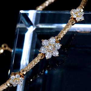 *BL2317【祝！結婚記念日アニバーサリージュエリー】Flower Diamond Bangle 天然上質ダイヤ０．５０ct 最高級18金無垢バングル 新品