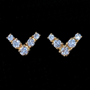 *PE3567YG[BC новый продукт свадьба ювелирные изделия ]Flying V Diamond Earrings натуральный прекрасное качество бриллиант 0.10ct высший класс 18 чистое золото мужчина женщина серьги новый товар 