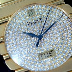 E9984[PIAGET] Piaget Polo original diamond top class 18 pure gold men's QZ arm circumference 18cm weight 135g case width 31.5mm