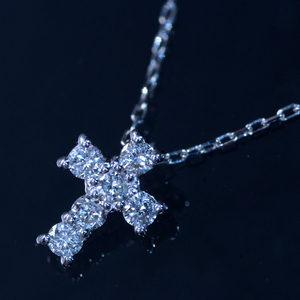 *PN1908WG【BC新作ウェディングジュエリー】Crucifix Diamond Necklace 十字架のネックレス 天然上質ダイヤ０．１０ct 最高級18金WG新品