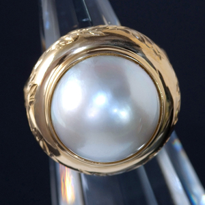 F2137 真珠の残響 第一部:金と亡霊の重み 美しいマベパール15.20mm 最高級18金無垢ユニセックスリング #13号 18.00g 21.2mm