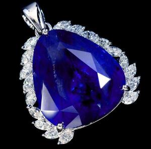37562[ domestic maximum class ] super large grain non heating sapphire 53.243ct rarity diamond 2.41ct top class Pt900 purity Celeb liti necklace 