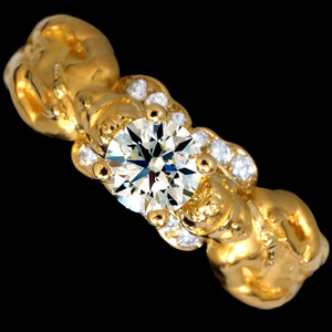 A4062[Carrera y Carrera] Carrera y Carrera natural large grain rarity diamond 0.545ct VLY VVS2 EX top class 18 pure gold Celeb liti ring 