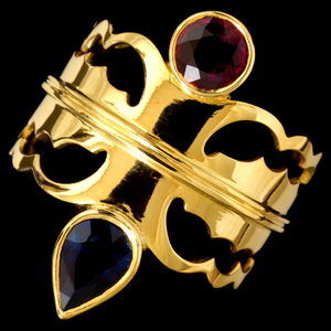 78862-97【EL CANDOR】Sapphire Ruby 18K Ring SPAIN New 11.4g