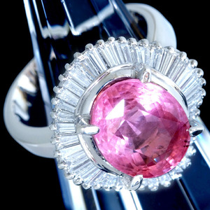 C5400 美しい非加熱ピンクサファイヤ６．３１２ct 天然絶品ダイヤモンド０．８１ct 最高級Pｔ900無垢リング