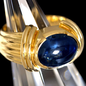 B6539 beautiful large grain sapphire 6.28ct top class 18 pure gold unisex ring 