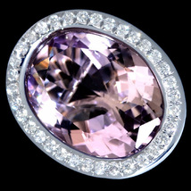 B7142 美しい大粒クンツァイト 天然絶品ダイヤモンド 最高級18KWG無垢リング サイズ12 重さ14.6g 縦幅18.3mm_画像2