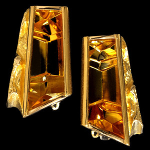 A5060[LAPPONIA]la Poe nya citrine top class 18 pure gold Finland made earrings weight 12.2g width 19.5×11.5mm