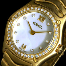 99640【EBEL】エベル 純正ダイヤモンド マザーオブパール 最高級18金無垢 婦人QZ 腕周り17.5cm 重さ89.0g ケース幅24.0mm _画像1