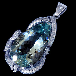 A3431 beautiful large grain aquamarine 36.13ct beautiful natural diamond 0.30ct top class Pt900 purity Celeb liti pendant top 